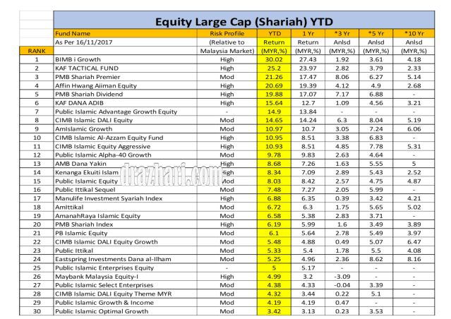 Equity Large Cap YTD As 16.11.2017